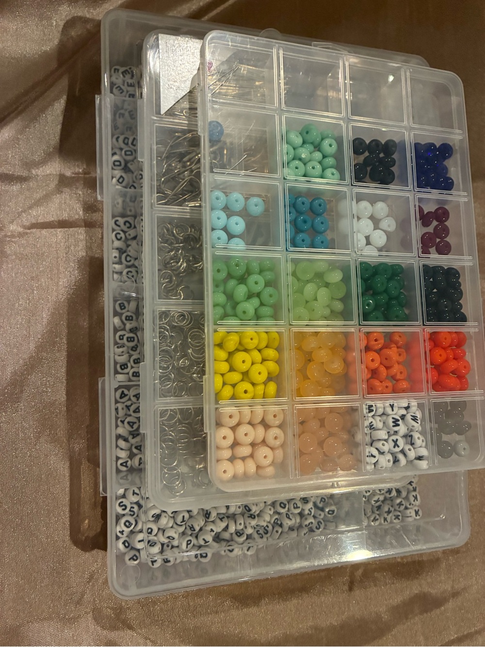 3 Containers of Beads and Hardware for Jewelry and Craft Making
